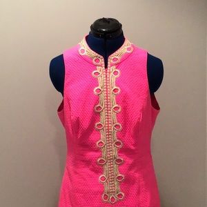 Lilly Pulitzer Hot pink gold sheath dress 8